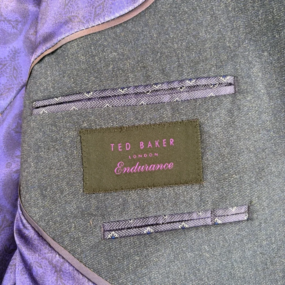 Ted Baker London Endurance Sport Coat Blazer in Blue Wool Men 42R Surgeons Cuffs